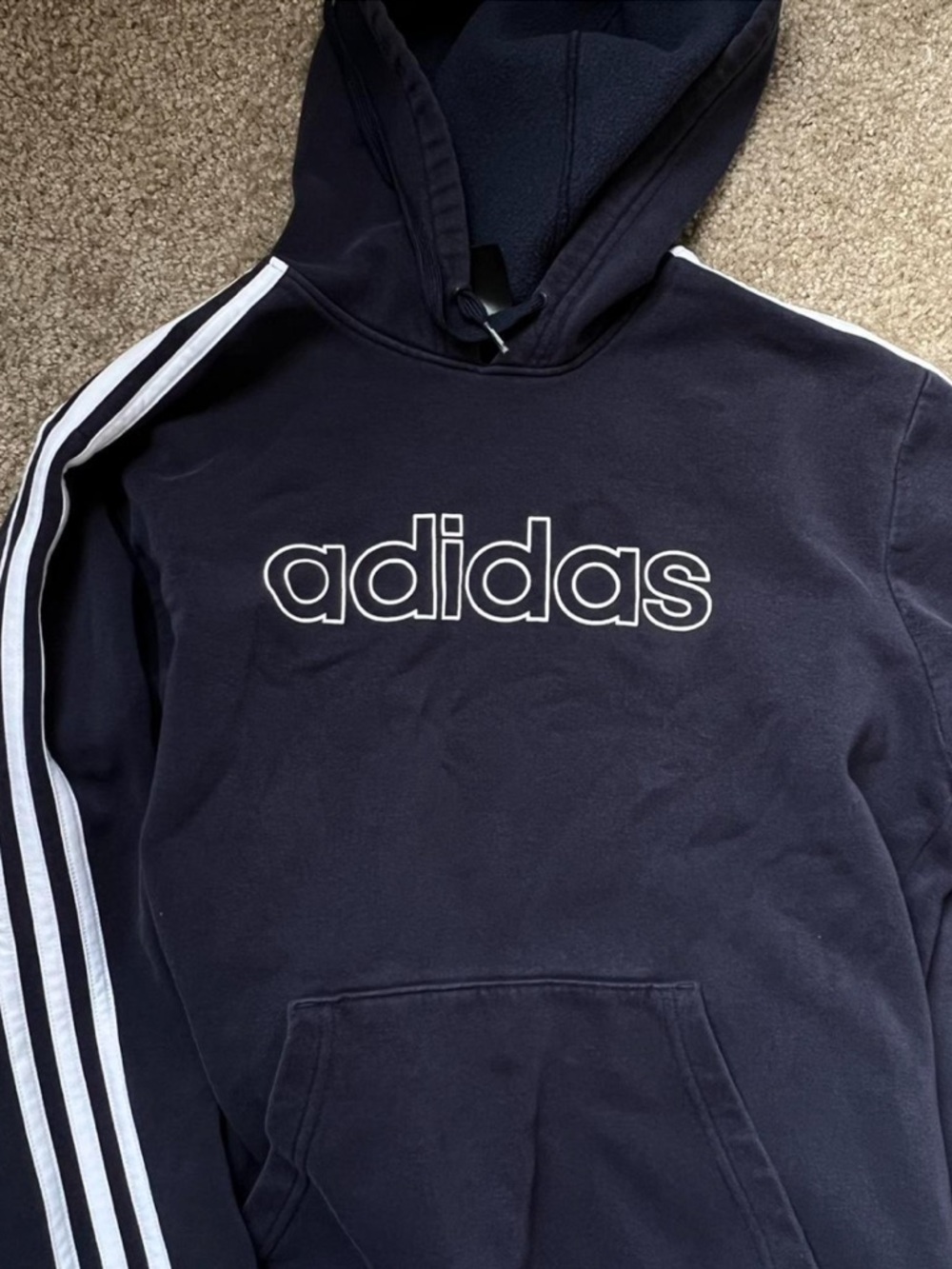 adidas Navy and White Pullover Hoodie